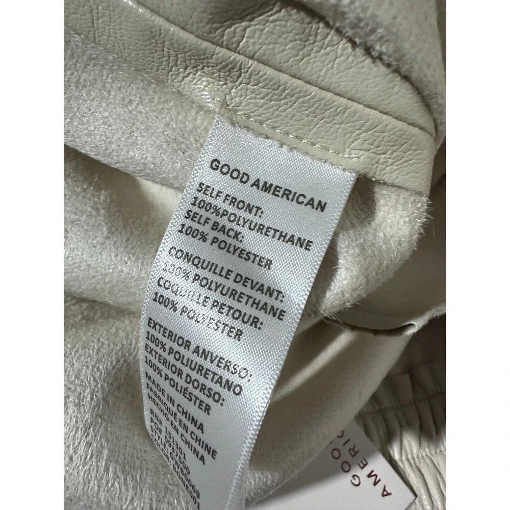Good American Better Than Leather Shorts Bone White Faux Leather Drawstring nwt